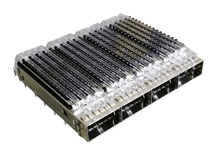 কপার অ্যালয় গ্যাংড Qsfp28 এসএফপি কেজ সংযোগকারী চারটি বন্দর আইএসও 9001 আইএসও 14001 অনুমোদন